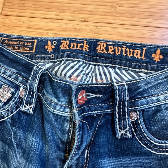 Rock Revival Angie Capri Washed Navy Blue Jeans Size 27 - Picture 4 of 11